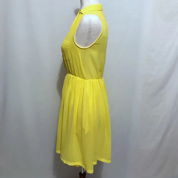 H&M Yellow Blouson Mini Dress Women 4 - Picture 6 of 12